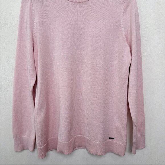 Calvin Klein Womens Medium Button Shoulder Pink Mock Neck Sweater - Picture 5 of 15